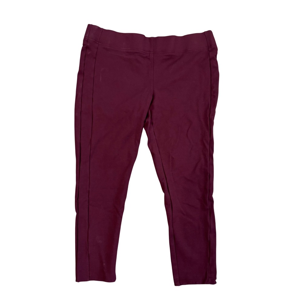 LOFT Womens‎ XL Burgundy Ponte Skinny Pants Front Seam Elastic Waist Workwear
